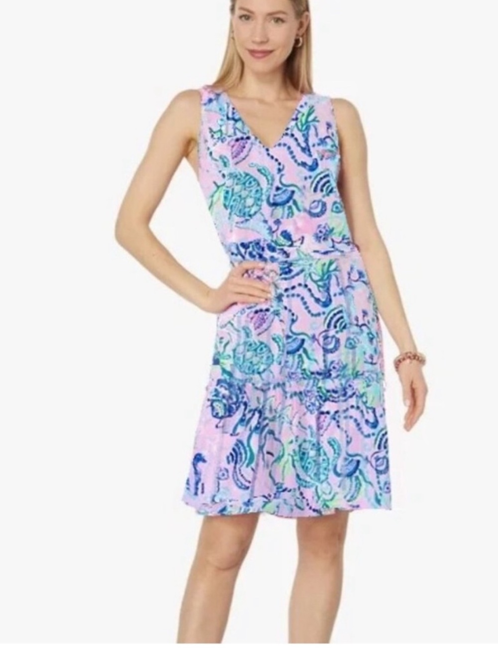 NWT Lilly Pulitzer lorina v neck dress in mermaid for you